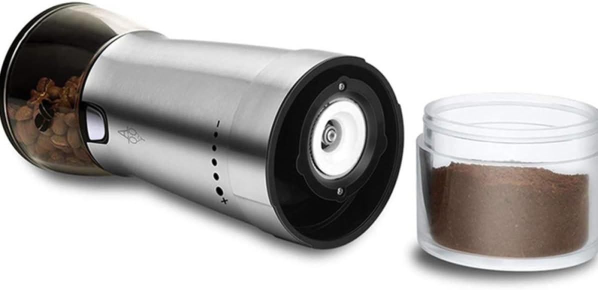 TOYANDONA Electric Coffee Bean Grinder One Button Start Stainless Steel with Ceramic Core, USB Charging Fifth Gear Adjustment for Home and Kitchen Use