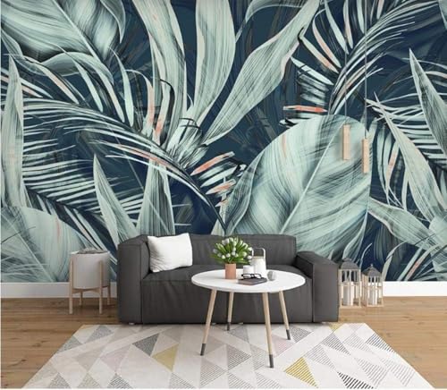 Tzxztt Minimalista Tridimensional Plantas Hojas Verdes Arte Moderno Papel Pintado 3D Seda Texturizada Primera Calidad Neutros Material Ideal Para SalóN Dormitorio-200cm×140cm
