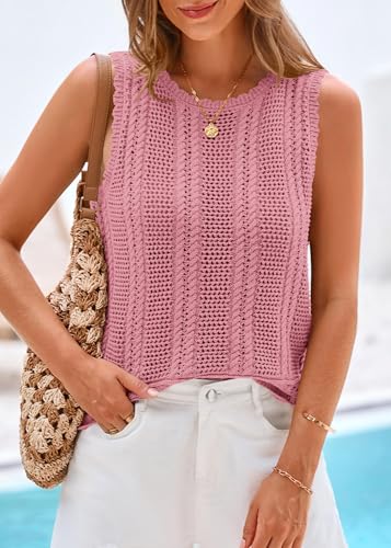 Image of KIRUNDO Beach Vacation Clothes for Women Spring Summer Crochet Sweater Vest Tank Tops Cover Ups Resort Cruise Outfits 2026