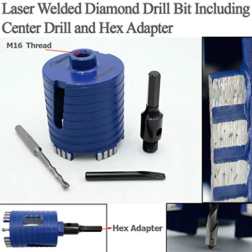 SHDIATOOL Diamant-Bohrkrone 82 mm Dosensenker Dosenbohrer mit Sechskant Adapter und Zentrierbohrer für Schleifbeton Mauerwerk