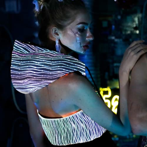 Women Sleeveless Hoodies Vest Light Up Tank Zip up Hooded Crop Tops Rave Outfits Music Festival LED Clothing3