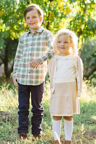 Image of Hope & Henry Girls' Long Sleeve Fancy Cardigan Sweater with Stripe Trim