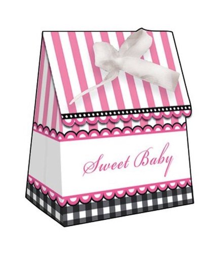 12-Count Party Treat Boxes, Sweet Baby Feet Pink