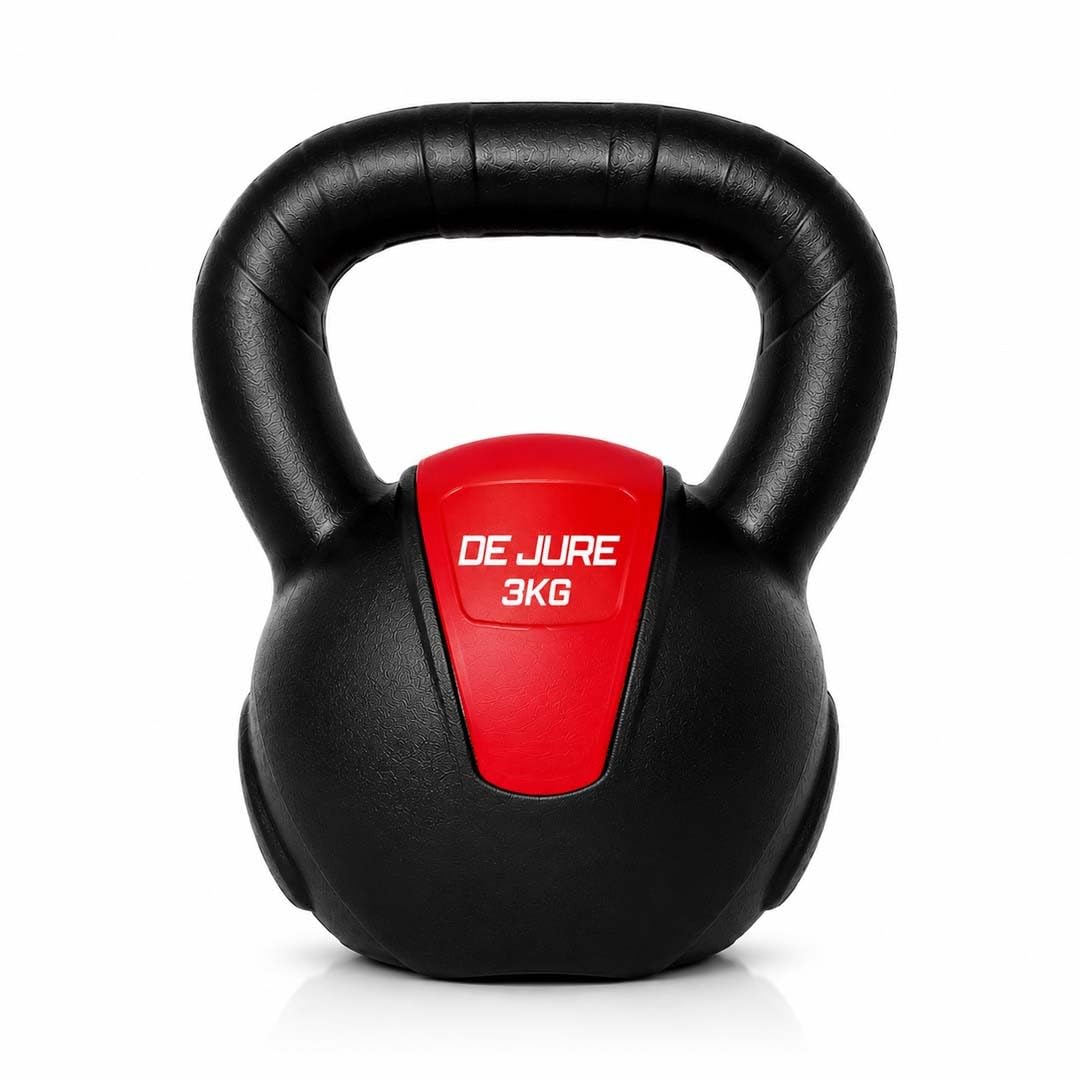 De Jure Fitness PVC Kettle Bell for Strength and Cardio Training, Full body exercises for Men & Women 3kg (Red Black)-image-47