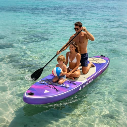 Image of Inflatable Stand Up Paddle Board Extra Wide SUP Board with Removable Fin with Premium SUP Paddle Board Accessories, Wide Stable Design, Non-Slip Comfort Deck for Youth & Adults