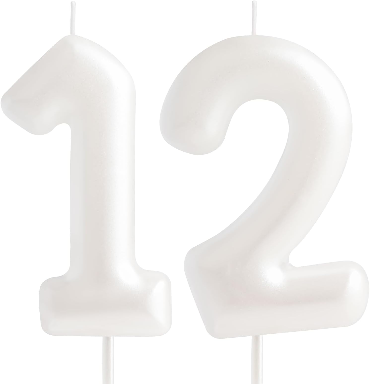 Macaron White Number 12 Candle, 12 Birthday Candle, White Happy 12 Birthday Candles for Cake, Cake Topper Decorations for Girls Women Pastel Sweet 12 Birthday Party Decorations