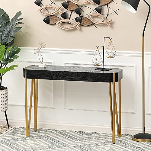LuxenHome Wood Console Table with Metal Legs, Modern Entryway Coffee Table, Sofa Table for Entance Hall Living Room Bedroom, 42 Inch, Black LuxenHome Wood Console Table with Metal Legs, Modern Entryway Coffee Table, Sofa Table for Entance Hall Living Room Bedroom, 42 Inch, Black