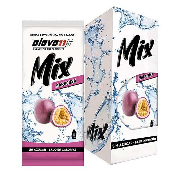 Eleven Fit Mix Instantáneo Sabor Maracuyá | Prepara 1.5L de Bebida Saludable, Sin Azúcar y Baja en Calorías | Ideal para Mezclar con Agua y Mejorar tu Dieta | Caja de 12 Sobres