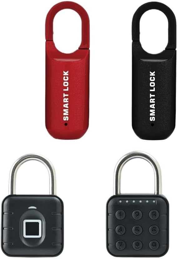 Mini Fingerprint Padlock USB Keyless Luggage Lock Electronic Lock Smart Biometric Fingerprint Door Lock Quick Unlock for Travel(Black)