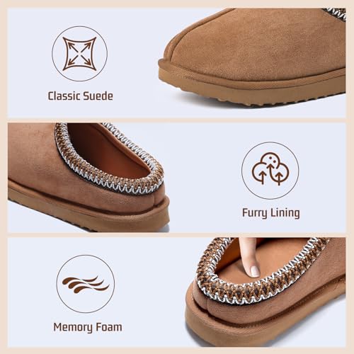 Image of Women's Slippers Fuzzy Cozy Short Ankle Shoes Indoor and Outdoor Mules Furry Warm House Slippers for Woman Cute Fluffy Clogs
