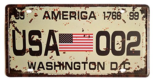 American Flag Washington D.C. 002 Retro Vintage Auto License Plate Tin Sign Embossed Tag Size Home Pub Bar Decor 6 X 12