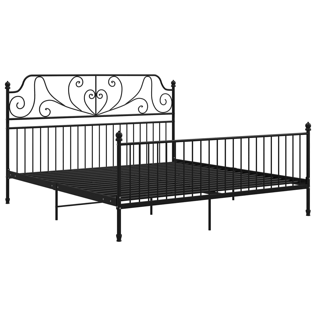vidaXL Bed Frame, Metal Bed Base for Double Bed, Mattress Foundation for Bedroom Home Guest Room, Bedstead, Black 180x200 cm Super King