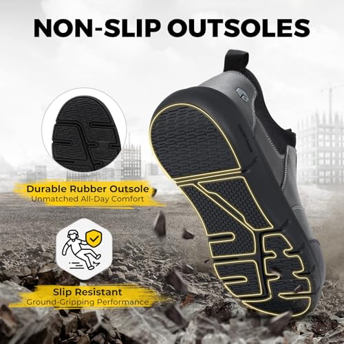 FitVille Extra Wide Men's Slip on Composite Toe Shoes Safety Toe Work Shoes for Men Puncture Proof4