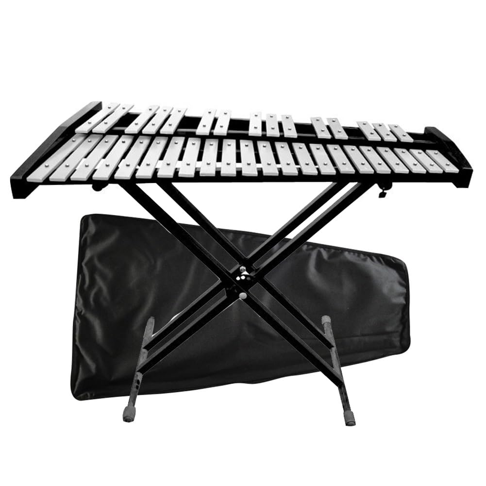 Kit di Strumenti a percussione xilofono Glockenspiel a 37 Note per Principianti Professionisti con Mazze di Supporto Regolabili e Borsa per Il Trasporto