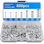 800 Pcs Wire Ferrules Kit, Non-Insulated Bootlace Ferrules, 10-22 AWG Uninsulated Ferrule Crimp Terminals, Tinned Copper Wire Ferrule Electrical Terminal Crimp Connectors for Electrical Project