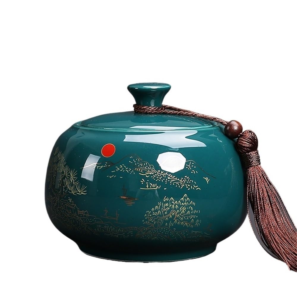 Bx9rE7tK3g Kitchen Storage Jar Ceramic Tea Canister With Airtight Lid Kichen Storage Container For, Coffee, Nuts, Spice, Sugar Ceramic Tea Canister(Green)