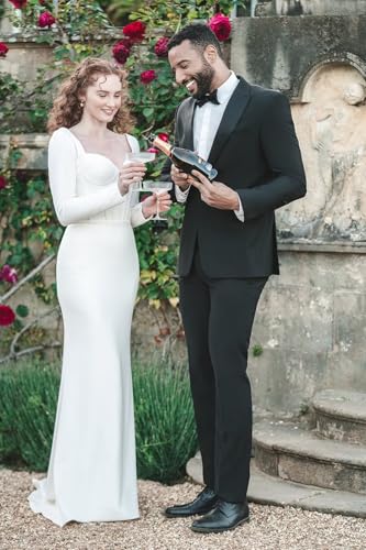 2 Piece Mens Suit Slim Fit Mens Wedding Suits Peak Lapel 2 Button Lightweight Suits for Men Groom Formal3