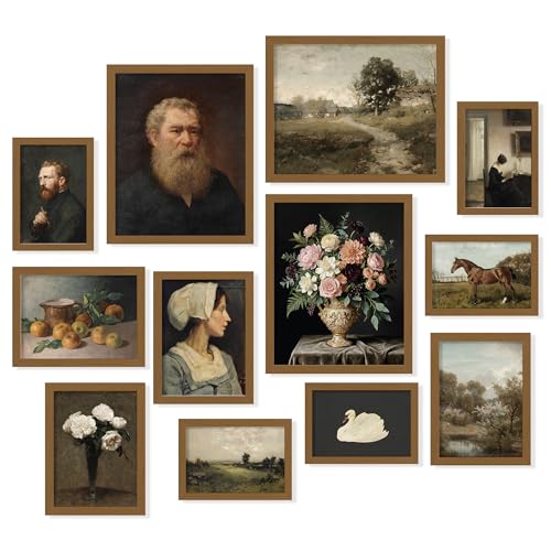 97 Decor 12 Pcs Vintage Wall Art Set - Moody Dark...