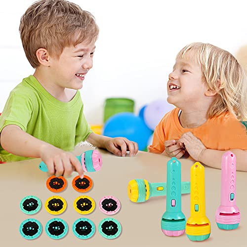 Magik Slide Projector Flashlight Children's Projection Light Toy Holiday Education (Pink, 1 Pack)