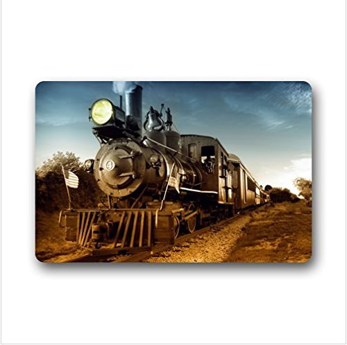 Liuzhis Cool Steam Train and Railway Indoor/outdoor Floor Mat Doormat(23.6 X 15.7 Inch)