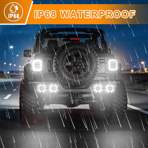 Image of 2Pcs 7 inch Round White LED Backup Lights 36 LED 7 Inch Back-up Reverse Bus Lights Trailer Tail Light Waterproof for Truck Trailer RV Bus UTV with Gasket 10-30V