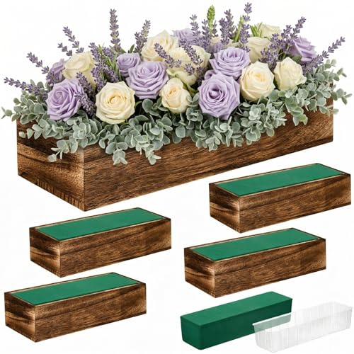Dandat 5 Set Wood Boxes for Centerpieces 12x4 Inch Rectangle