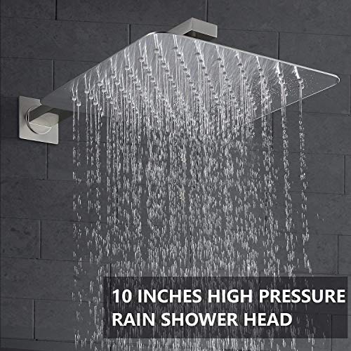 Esnbia Shower System with Tub Spout Shower Faucet Set with 10 Inch Rain Shower Head Wall Mounted Shower Set Brushed Nickel (Contain Shower Faucet Rough-In Valve) - Thumbnail 4