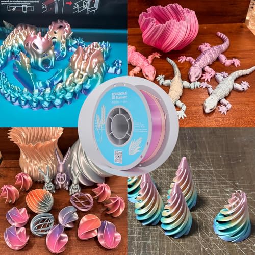 Image of TECSONAR Silk Rainbow PLA 3D Printer Filament, 1KG Spool(2.2lbs) 1.75mm Fast Color Change 3D Printing Material, Silk Multicolor Gradient Filament for Most FDM 3D Printers,Ice Cream Color