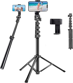 حامل ثلاثي لحامل كاميرا الهواتف الذكية، 2024، بطول إضافي يبلغ 170 سم كعصا سيلفي، مناسب للاستخدام كحامل ثلاثي أو أحادي، مع 4 مستويات قابلة للتوسيع، يتضمن جهاز تحكم