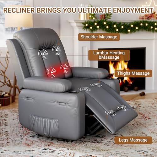 Sillón reclinable clásico con masaje gris claro miniatura 4