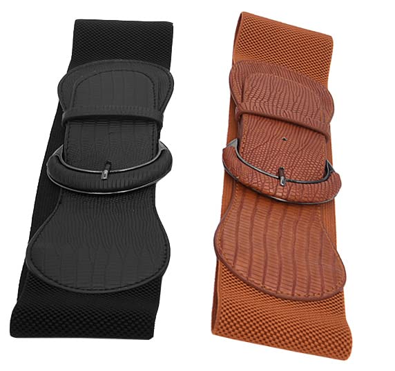 Women's Wide Stretchy Cinch Belt Vintage Chunky Belts with Buckle Adjustable4