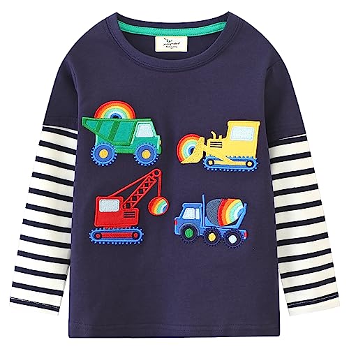 Langarmshirt Baby Jungen Langarm Kinder Pullover Shirt Bulldozer Tops 2 3...