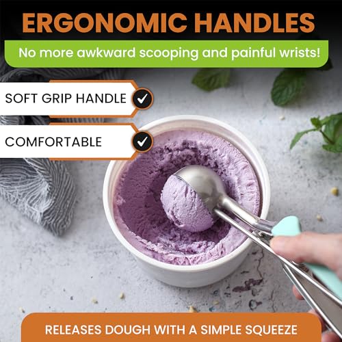 Image of Spring Chef Large #20 Stainless Steel Cookie Scoop for Baking - Melon Baller - Multifunctional 2.93 Tbsp Cookie Scooper with Trigger Release for Ice Cream, Meatball, Cupcake, Muffin - Mint