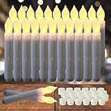 Amagic 24 Pcs Hanging Floating Candles, NO Remote & Battery, Flameless LED Taper Candles Flickering Light, Battery Operated Candlesticks, Electric Fake Candles for Christmas Fireplace Church Party