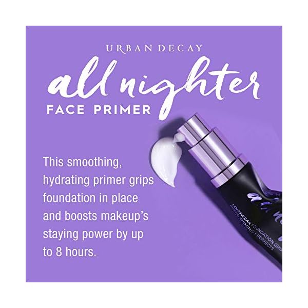 Urban-Decay-All-Nighter-Longwear-Face-Primer-Lightweight-Long-Lasting-Formula-Locks-Foundation-in-Place-Smooths-Hydrates-Skin-10-fl-oz Urban Decay All Nighter Longwear Face Primer, Smoothing & Hydrating Base for Foundation Face Makeup, Sheer & Lightweight, for All Skin Types, Paraben-free, Vegan, Cruelty-free