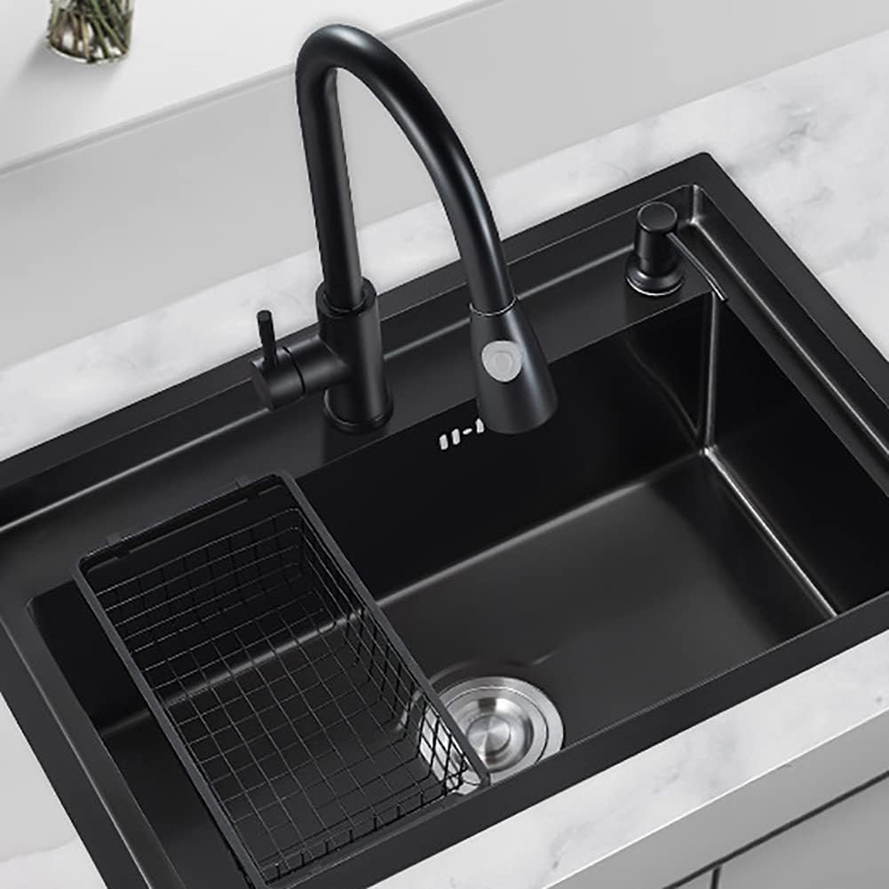 Stainless Steel Kitchen Sink,Catering Single Sink,Black Kitchen Sink,for Garage,Restaurant,Kitchen, Laundry Room,Outdoor