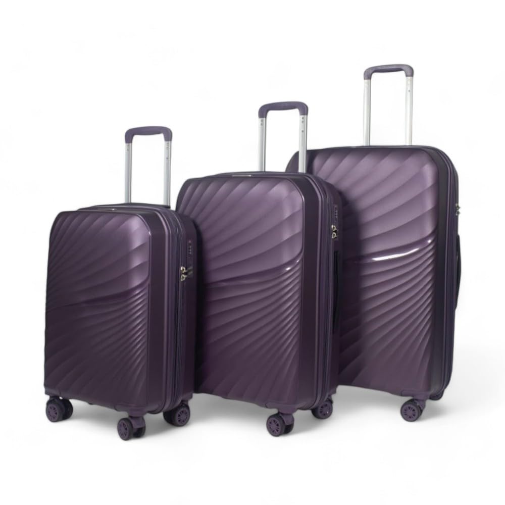 Polypropylene Cabin Luggage, Purple 20, 24 & 28 inch |50cm Trolley Bag, 8 Wheel Trolley Bag, Small, Medium & Large - (Combo) Set of 3-image-28