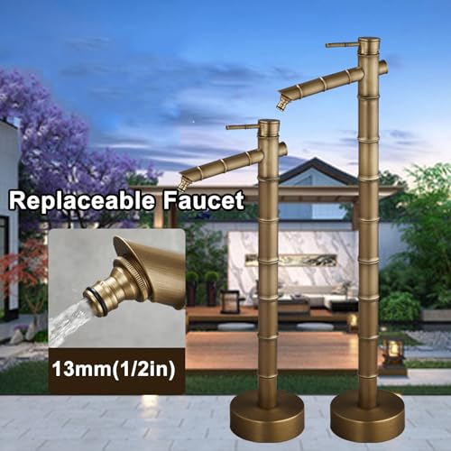 Columna de agua de jardín de cobre para exteriores con grifo, fuente decorativa de agua para riego, extraíble y ajustable en altura
