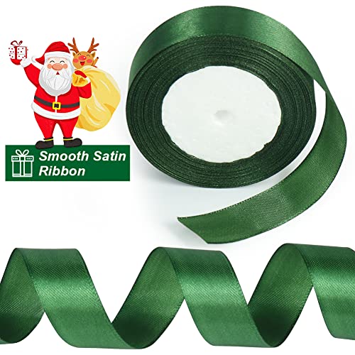 tenn well Green Red Satin Ribbon 25mm, 44 Meters Smooth Fabric Satin Ribbon for Gift Wrapping Crafting, Hair Bows - Image 2