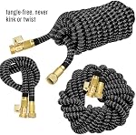 HBlife Tige de jardin extensible 100FT, Tuyau d'eau léger flexible avec 10 Function Sprayer de buse Élargissant le tuyau durable avec raccords 3/4 pouces sans évier, Gris noir
