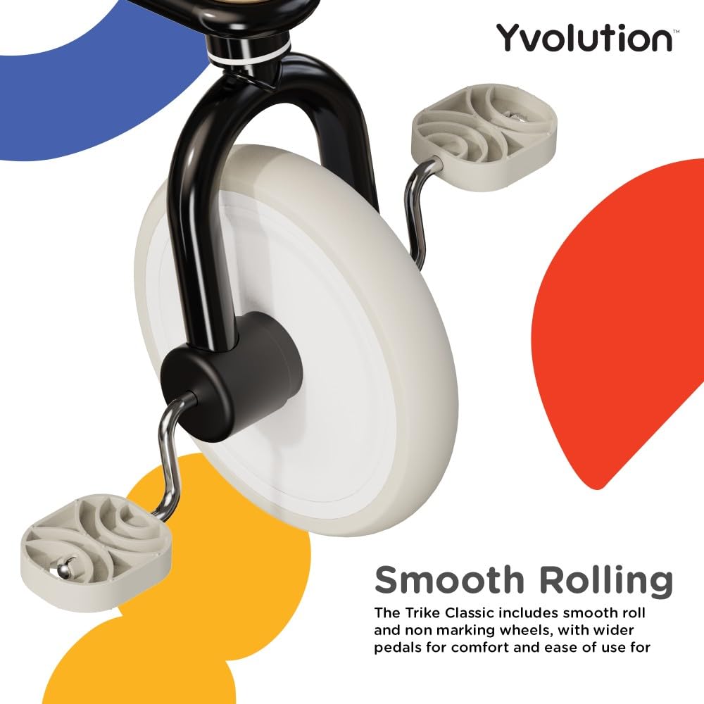 Yvolution Tricycle classique noir - Look vintage et siège confortable
