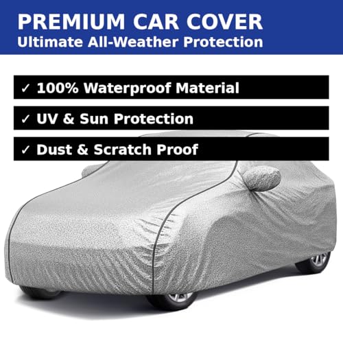 Image of Boo-Bee Smart 100% Waterproof Car Body Cover for Vento Cover (All Models) with Mirror Pockets | Triple Stitched, Elastic, Custom Fit, Heat Resistant, Anti-Dust, All-Weather Cover - Silver Series