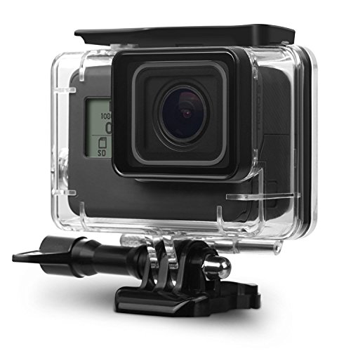micros2u Carcasa Protectora Impermeable para buceo (45 m). Compatible con GoPro Hero, Hero 5, Hero 6, Hero 7. Incluye tornillo de mariposa para mayor seguridad, cuando está mojado o se llevan guantes