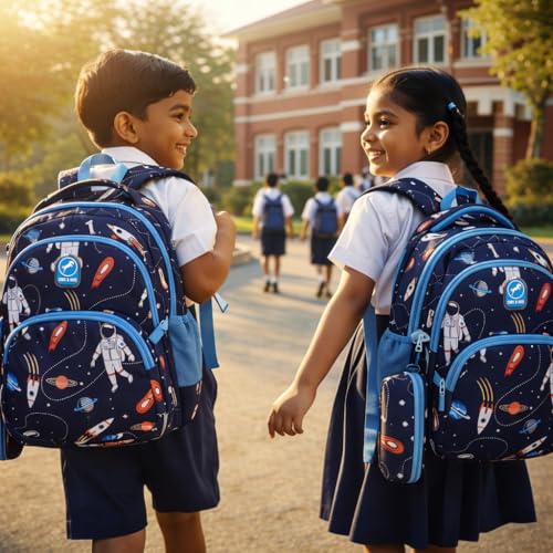Image of Chris & Kate Premium 32 L Multi-Print School Bag for Boys Girls and Kids Spacious Interiors Casual Backpack Perfect for School, College, Everyday Use Includes Free Stationery Pouch and Rain Dust Cover
