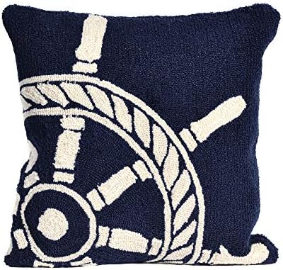 Liora Manne Frontporch Indoor/Outdoor Pillow, 18" Square, Ship Wheel