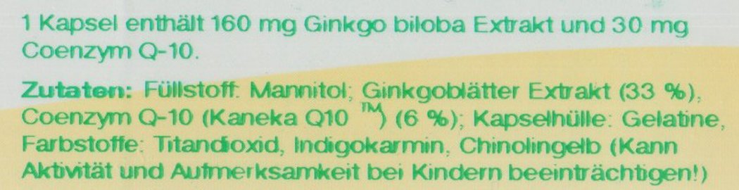 Bios Ginkgo Biloba 160 mg und Q-10, 100 Kapseln, 1er Pack (1 x 48 g)