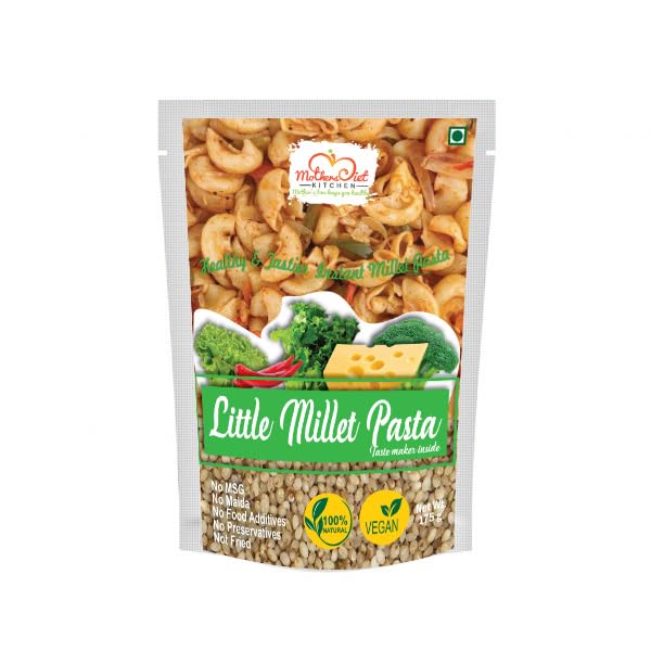 Mother’s Diet Kitchen Instant Little Millet Pasta with Tastemaker (Pack of 2 - Each 180 Gms), Easy & Ready to Cook, Zero Maida & 100% Vegan, Best Choice for Instant Healthy Breakfast & Dinner