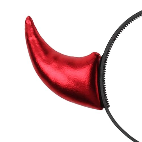 Miniatura 6 de Diadema de cuernos rojos para Halloween, diademas decorativas para el cabello para mujeres y hombres, diadema roja de satanás, accesorios de Navidad