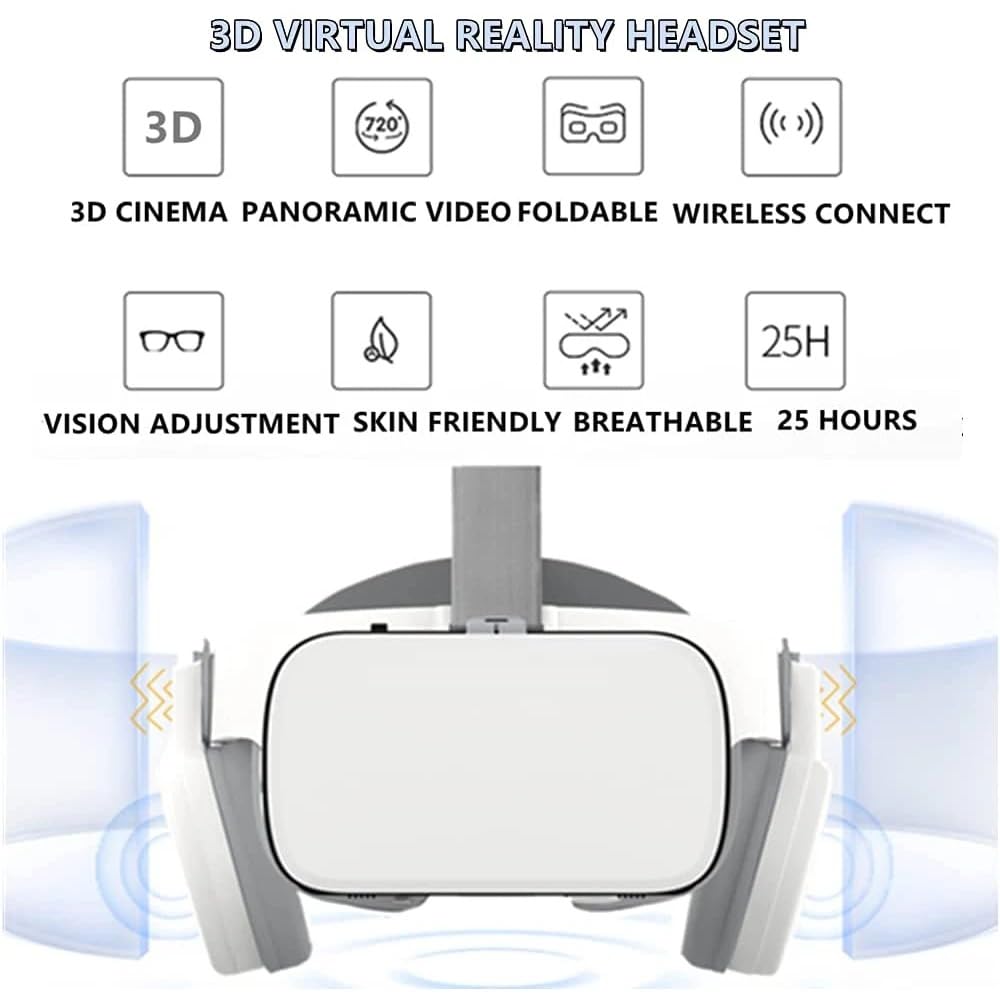 Casque VR, Casque de Réalité Virtuelle avec Contrôleur et Écouteurs pour Enfant Adulte Jouer Jeu 3D Film, Ensemble Lunettes Casque VR Sans Fil Universel Bundle pour Smartphones IOS Android Windows