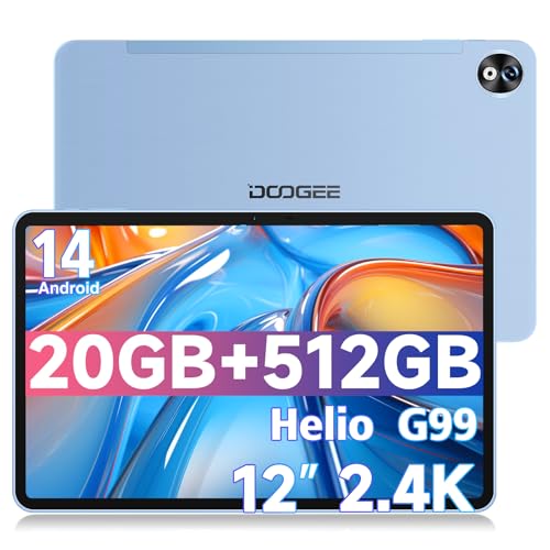 Image of DOOGEE T40 PRO 12 Inch Android 14 Tablet,2.4K Gaming Tablet with Helio G99,20GB RAM+512GB ROM (2TB TF), 7.6mm Slim Tablets, 10800mAh,Dual SIM 4G,2.4G&5G WiFi /Face Unlock /BT5.0 /GPS /OTG, Blue